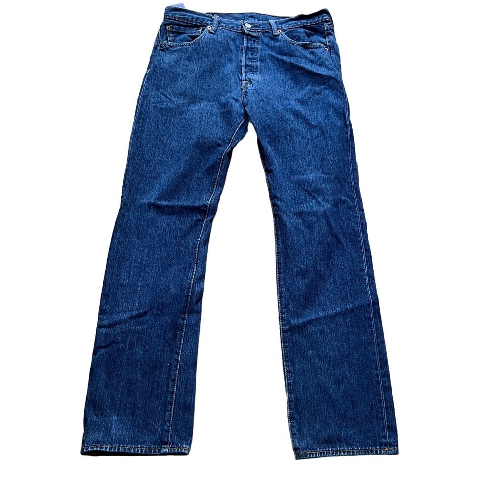 Vintage Levi's Mens W34 L34 Blue 501 Original Fit Button Fly Denim Jeans - Picture 3 of 16